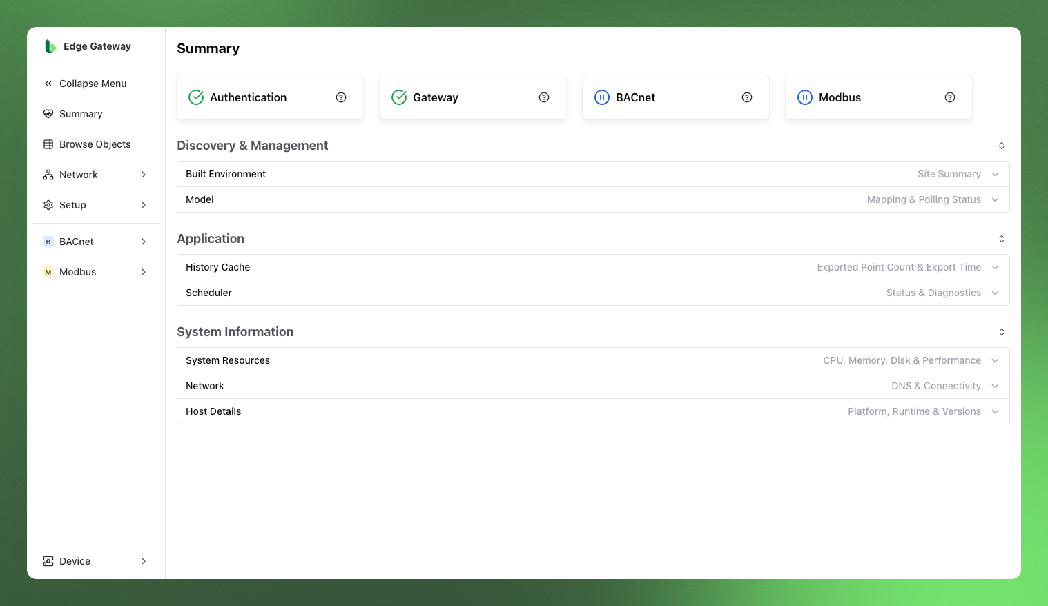 Summary Page